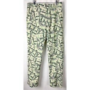 Opposuits Men's Suit Pants Size 42 $100 Bills Pattern Funny Party Crazy Green D6